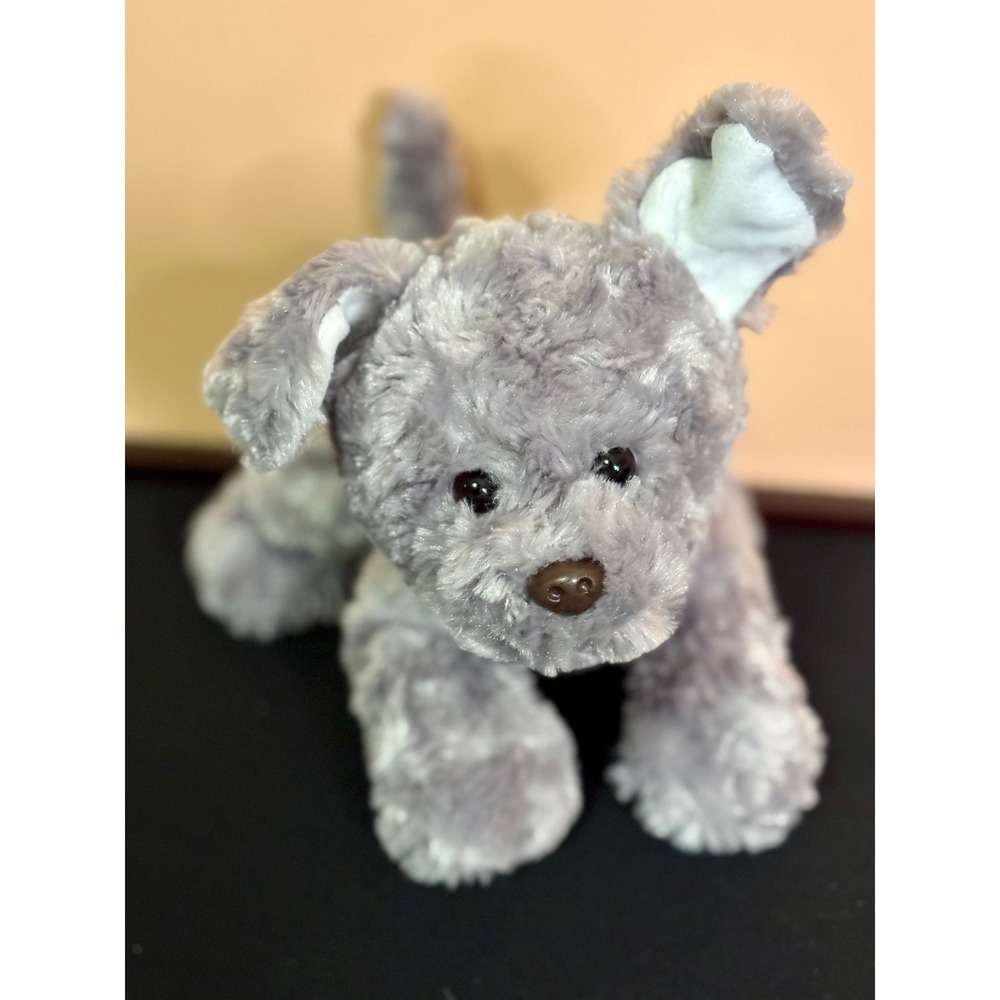 Gund Slippers Gray Plush Puppy Dog Stuffed Animal 4050570 Textured Rose Swirl
